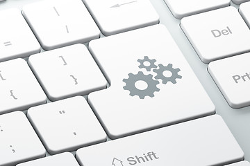 Image showing Data concept: Gears on computer keyboard background