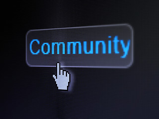 Image showing Social network concept: Community on digital button background