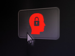 Image showing Data concept: Head Whis Padlock on digital button background