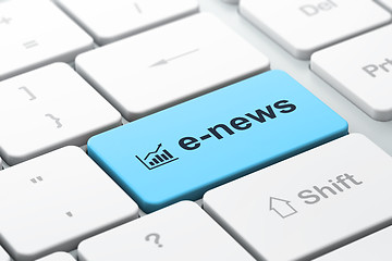 Image showing News concept: Growth Graph and E-news on computer keyboard backg