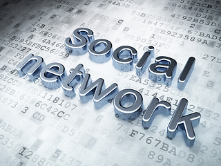 Image showing Social network concept: Silver Social Network on digital backgro
