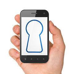 Image showing Information concept: Keyhole on smartphone