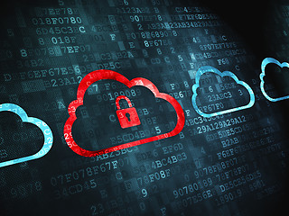 Image showing Networking concept: Cloud Whis Padlock on digital background