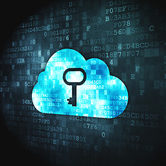 Image showing Cloud computing concept: Cloud Whis Key on digital background