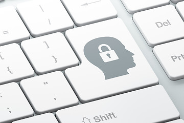 Image showing Business concept: Head Whis Padlock on computer keyboard backgro