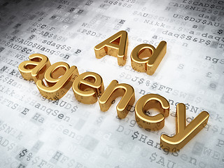 Image showing Advertising concept: Golden Ad Agency on digital background
