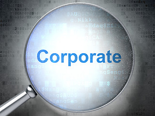 Image showing Finance concept: Corporate with optical glass on digital backgro