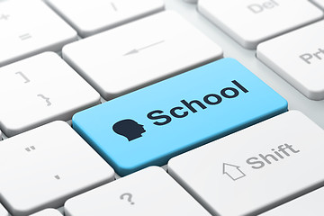 Image showing Education concept: Head and School on computer keyboard