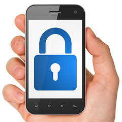 Image showing Information concept: Closed Padlock on smartphone