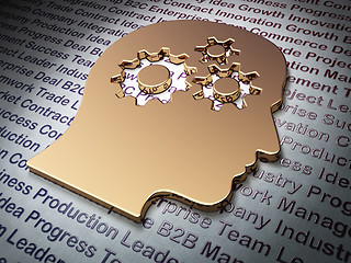 Image showing Finance concept: Golden Head With Gears on Business background