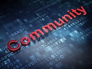 Image showing Social media concept: Red Community on digital background