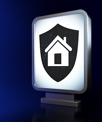 Image showing Safety concept: Shield on billboard background