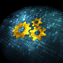 Image showing Data concept: Gears on digital background