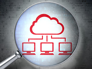 Image showing Cloud computing concept:  Cloud Network with optical glass on di