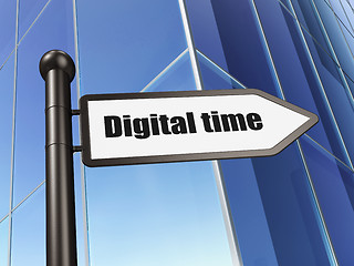 Image showing Time concept: Digital Time on Building background