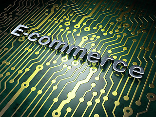 Image showing Business concept: E-commerce on circuit board background