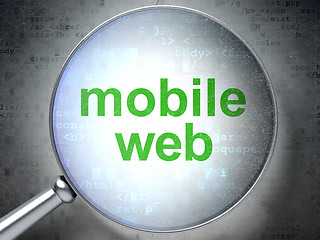 Image showing SEO web development concept: Mobile Web with optical glass