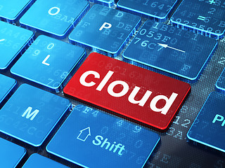 Image showing Cloud computing concept: Cloud on computer keyboard background
