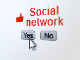 Image showing Social network concept: Like icon and Social Network on digital
