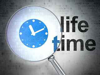 Image showing Time concept: Clock and Life Time with optical glass