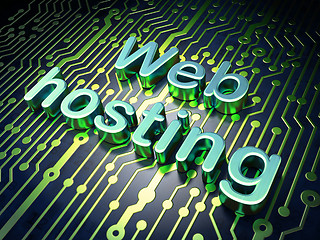 Image showing SEO web design concept: Web Hosting on circuit board background