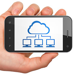 Image showing Cloud computing concept: Cloud Network on smartphone