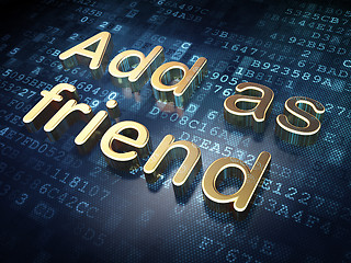 Image showing Social network concept: Golden Add as Friend on digital backgrou