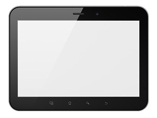 Image showing Black abstract tablet computer (tablet pc) on white background