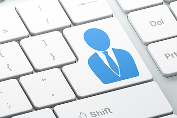 Image showing Law concept: Business Man on computer keyboard background