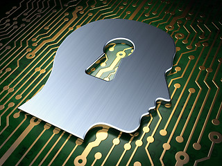Image showing Safety concept: Head Whis Keyhole on circuit board background