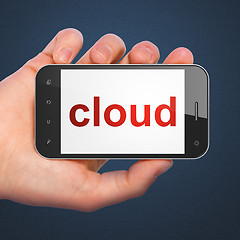 Image showing Networking concept: Cloud on smartphone