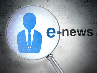Image showing News concept: Business Man and E-news with optical glass