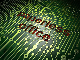 Image showing Finance concept: Paperless Office on circuit board background