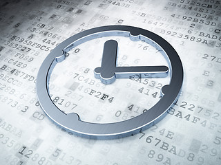 Image showing Time concept: Silver Clock on digital background