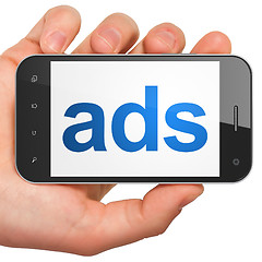 Image showing Advertising concept: Ads on smartphone