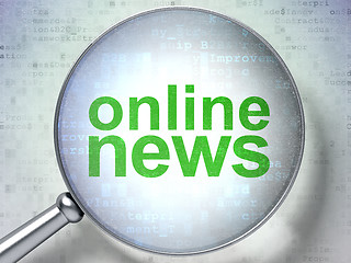 Image showing News concept: Online News with optical glass on digital backgrou