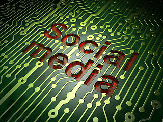 Image showing Social network concept: Social Media on circuit board background