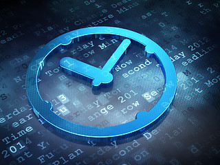 Image showing Time concept: Blue Clock on digital background