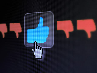 Image showing Social media concept: Like, Unlike on digital computer screen