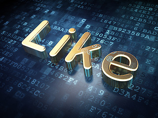 Image showing Social media concept: Golden Like on digital background