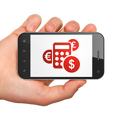 Image showing Business concept: Calculator on smartphone