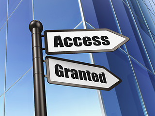 Image showing Protection concept: Access Granted on Building background