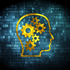 Image showing Education concept: Head With Gears on digital background