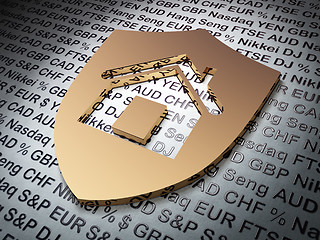 Image showing Finance concept: Golden Shield on Money background