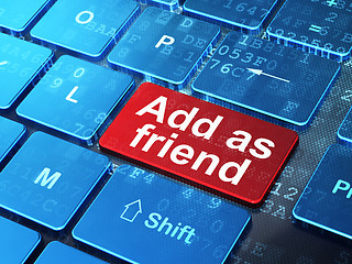 Image showing Social network concept: Add as Friend on computer keyboard backg