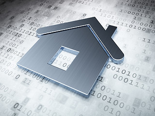 Image showing Protection concept: Silver Home on digital background