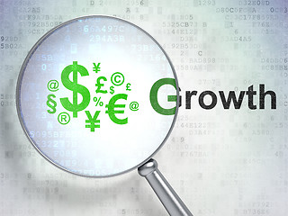 Image showing Business concept: Finance Symbol and Growth with optical glass o