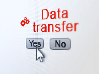 Image showing Data concept: Gears icon and Data Transfer on digital computer s