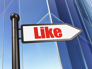 Image showing Social media concept: Like on Building background
