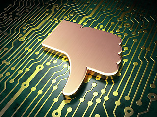 Image showing Social network concept: Unlike on circuit board background